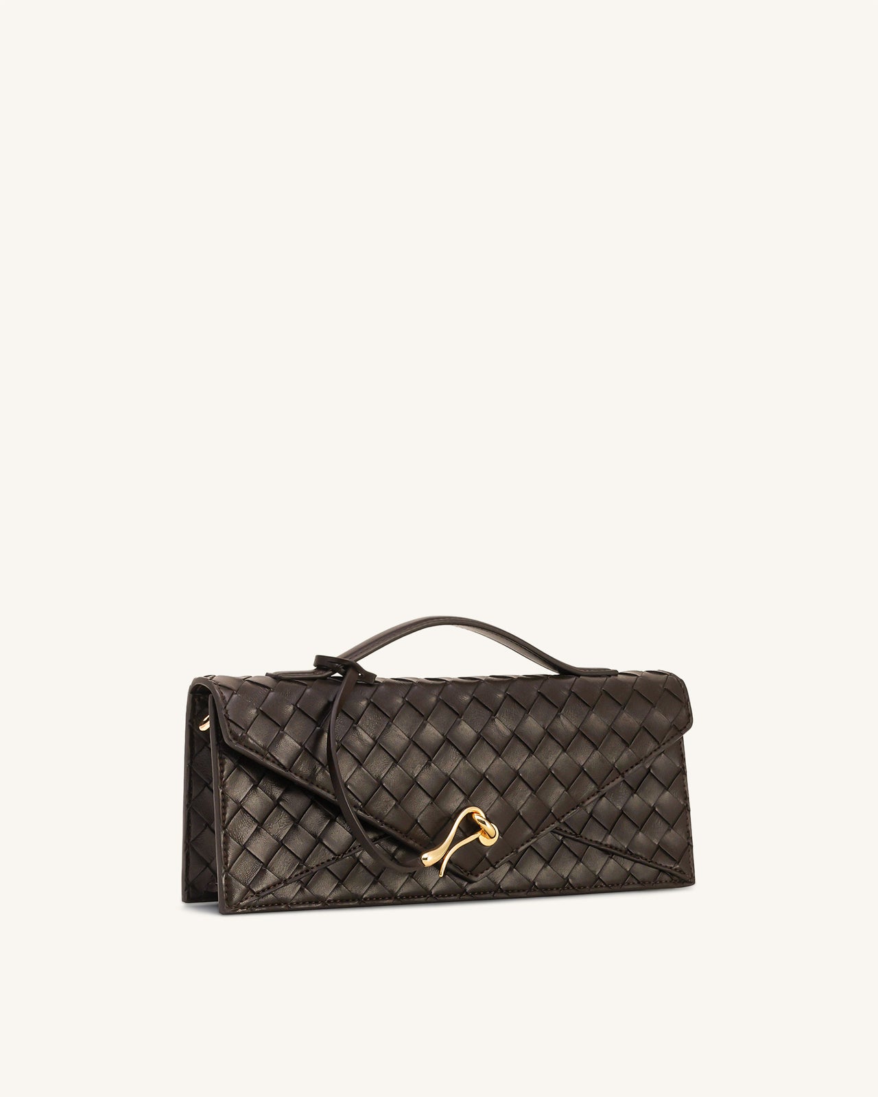 Celeste 編織紋理信封式手挽袋 - 深啡色