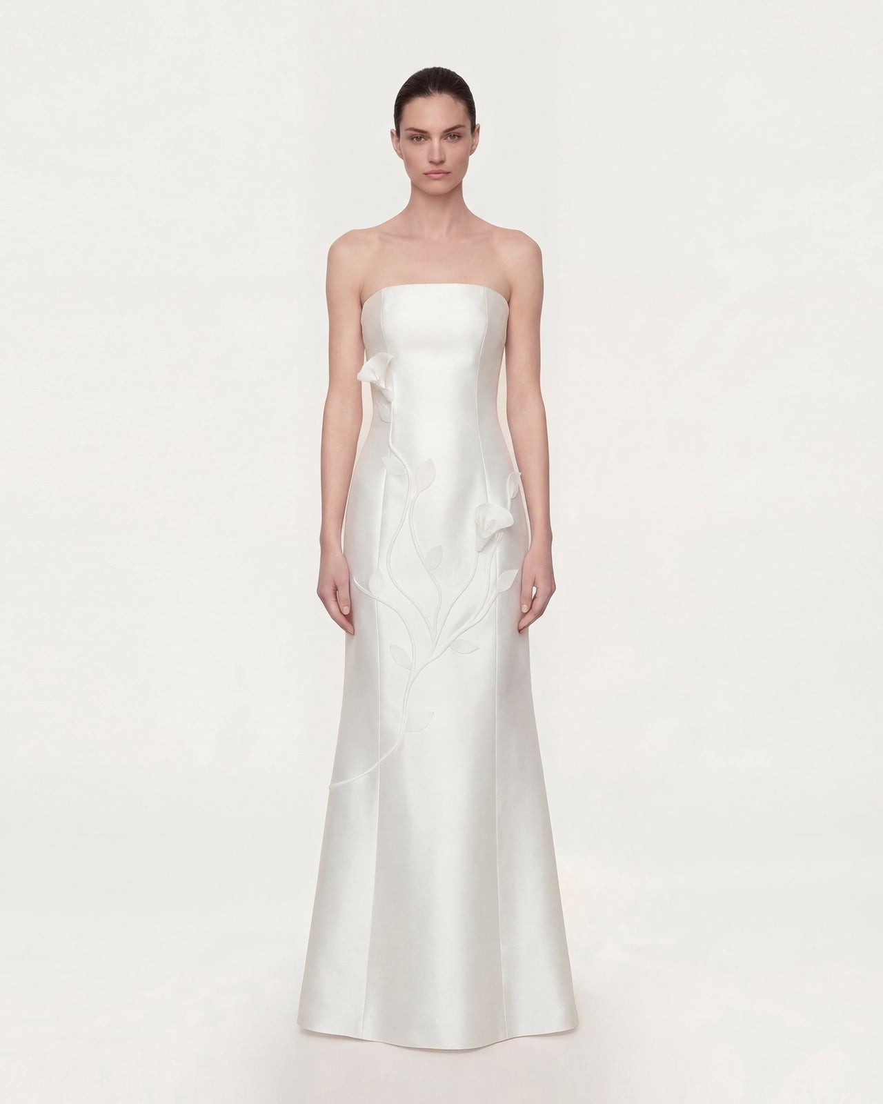 平口花卉連身裙 - 白色