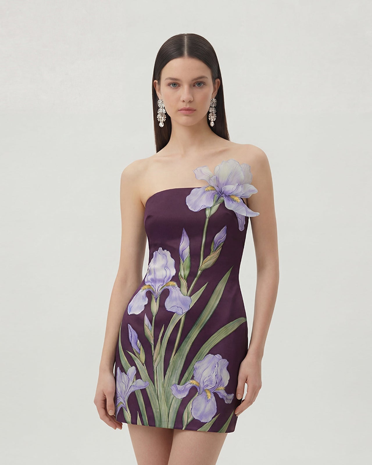 印花連身短裙 - 紫色