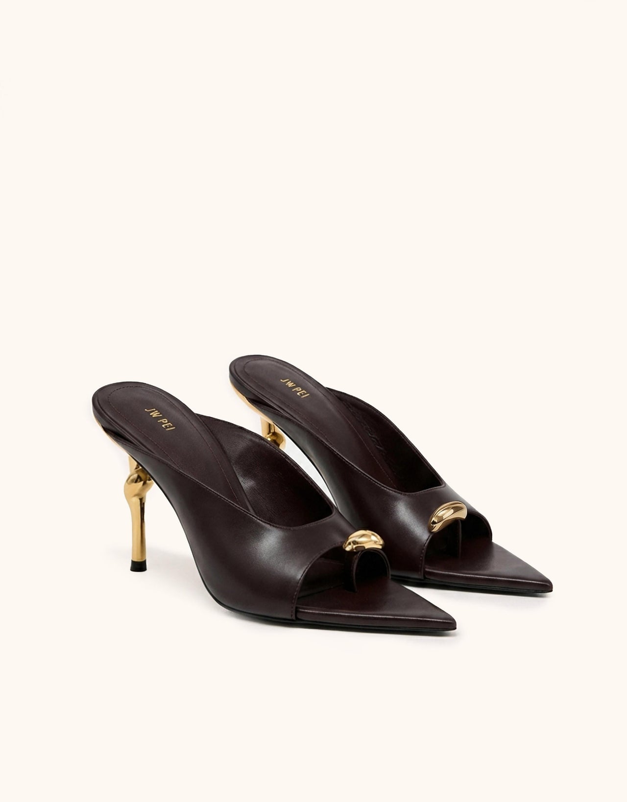 Noemi 尖頭高跟穆勒鞋 - 酒紅色