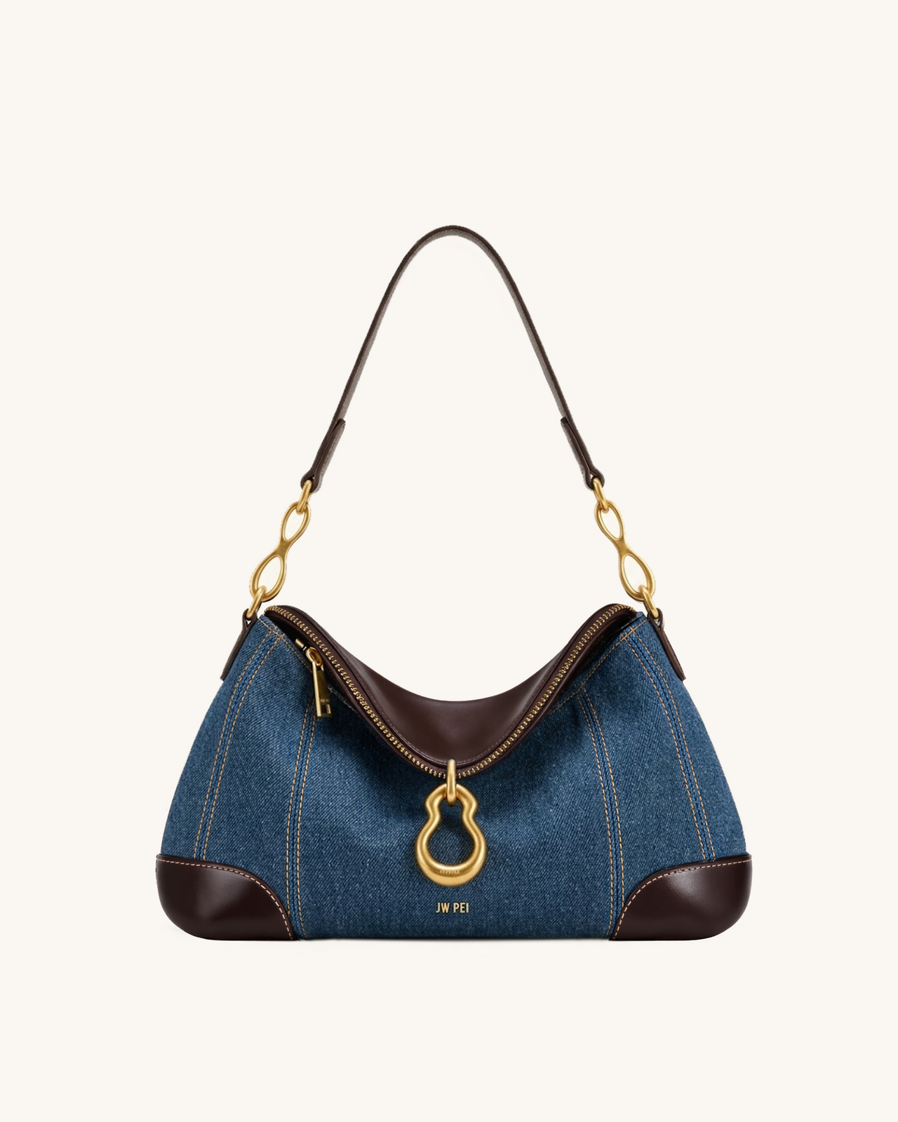 Jayla 金屬吊飾裝飾肩揹包 - 丹寧藍色