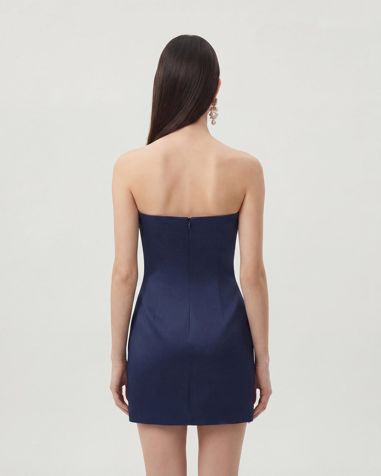 印花連身短裙 - 深藍色