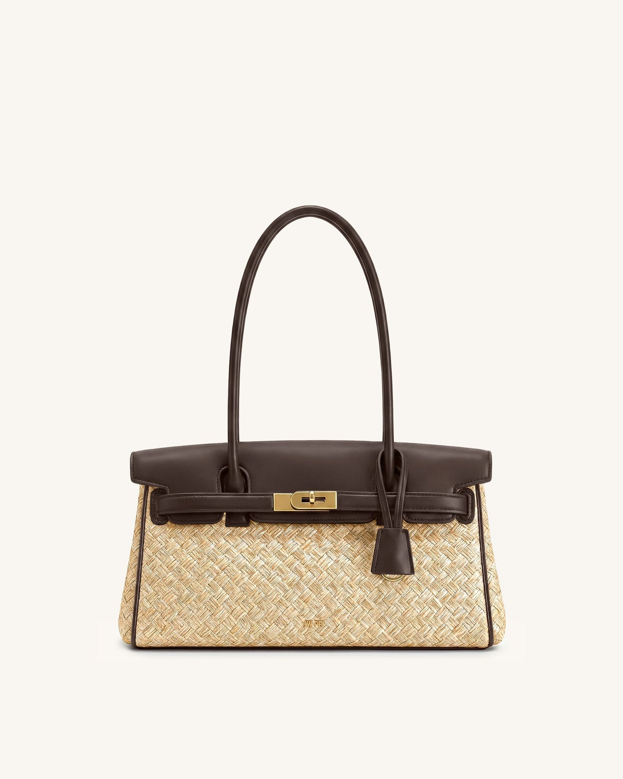 Yara 人造草編肩揹包 - 啡色