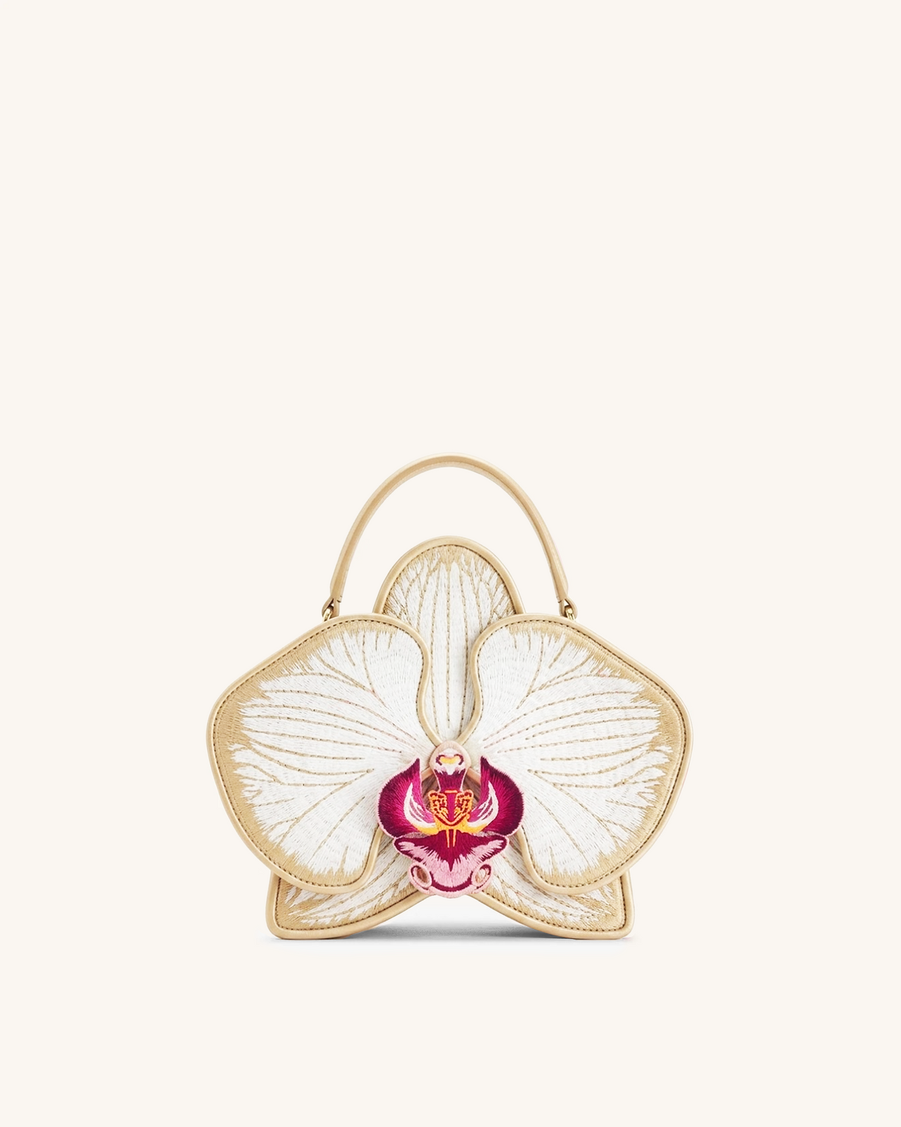 Flora 蘭花造型手提包 - 香檳色