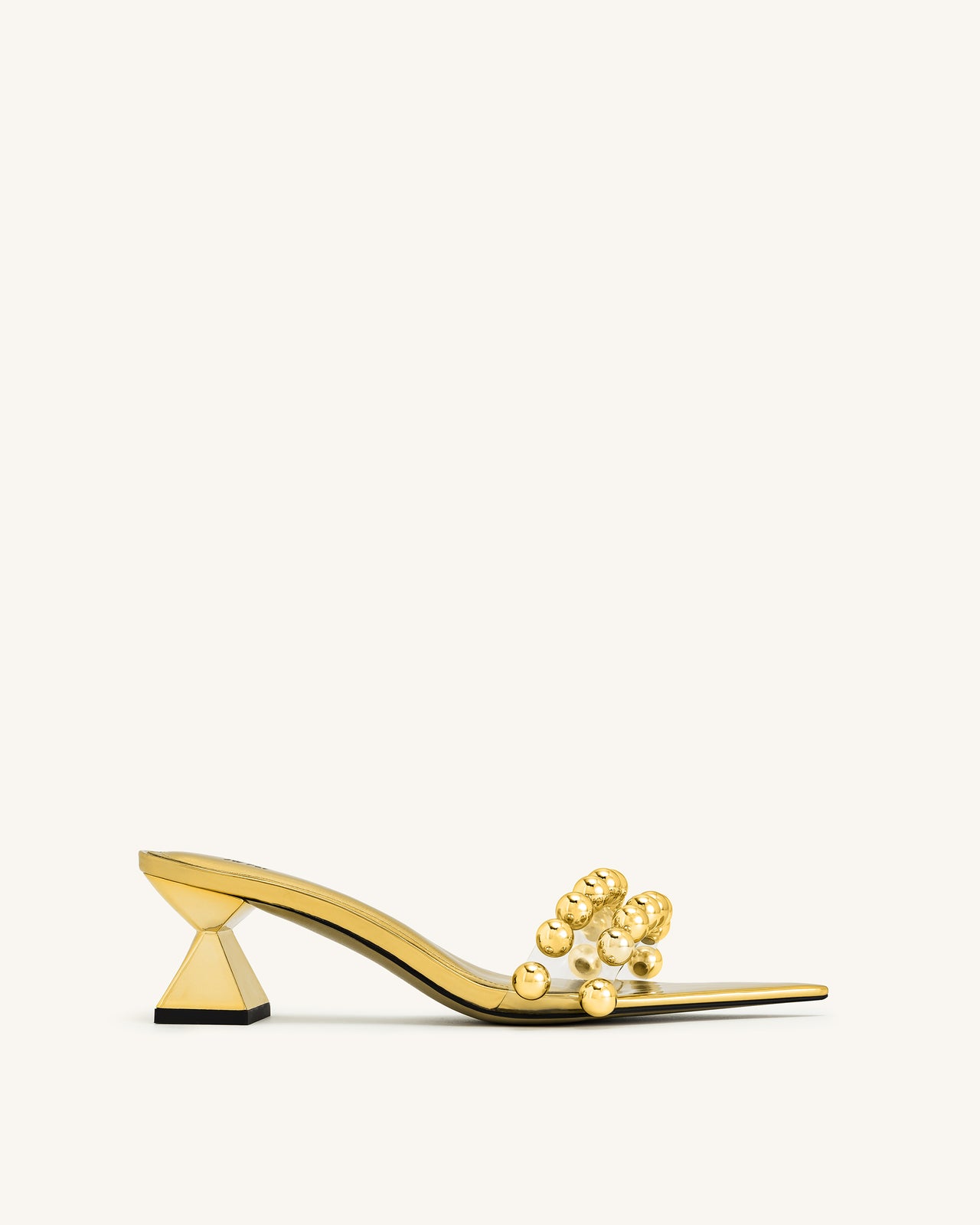 Gianna 珠飾帶穆勒鞋-金色