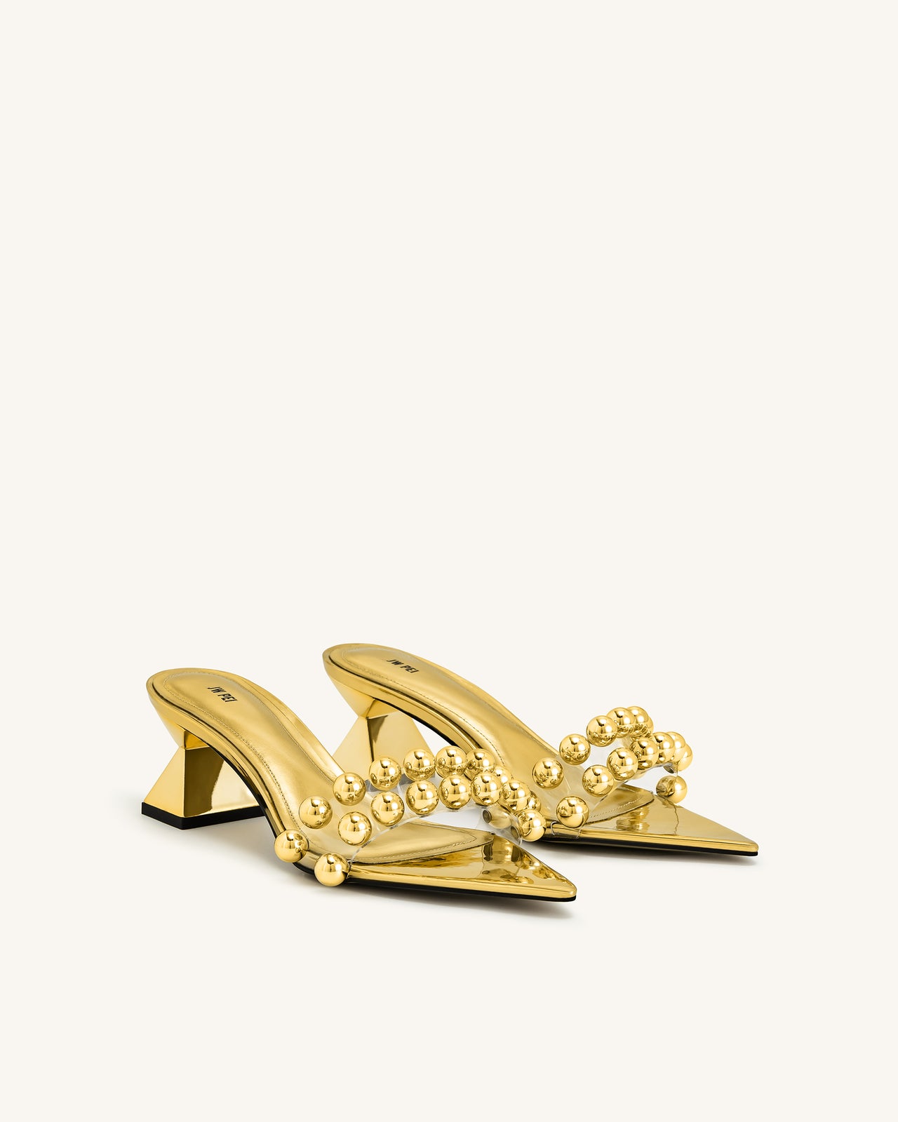 Gianna 珠飾帶穆勒鞋-金色