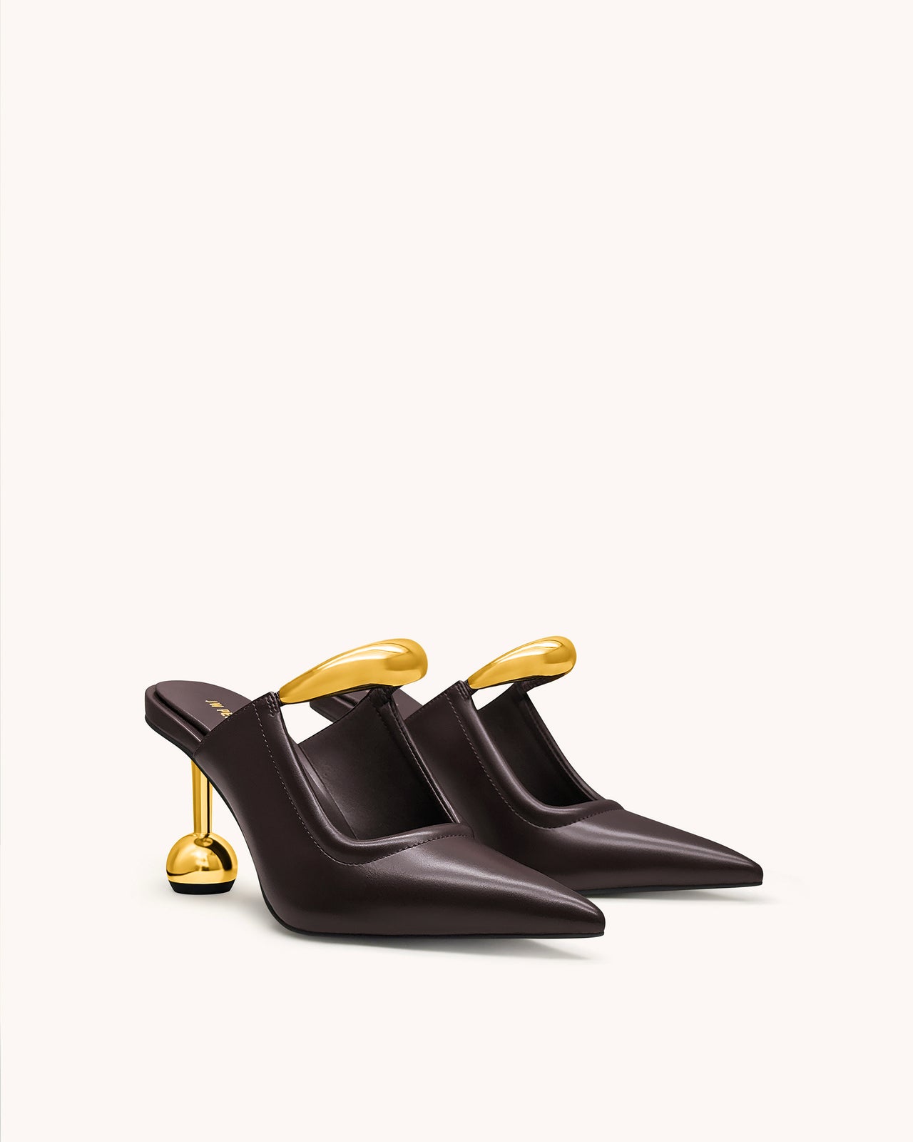 Sofia 金屬點綴球形跟穆勒鞋 - 深勃艮第紅