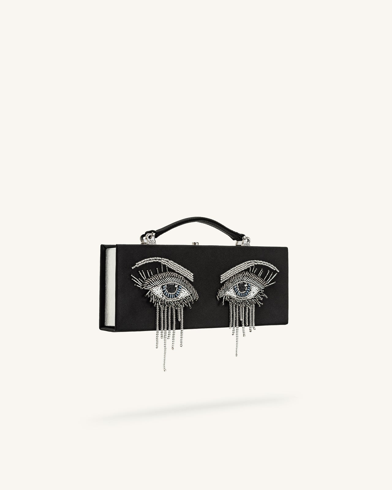 Vera 珠飾長方形晚宴包-黑色