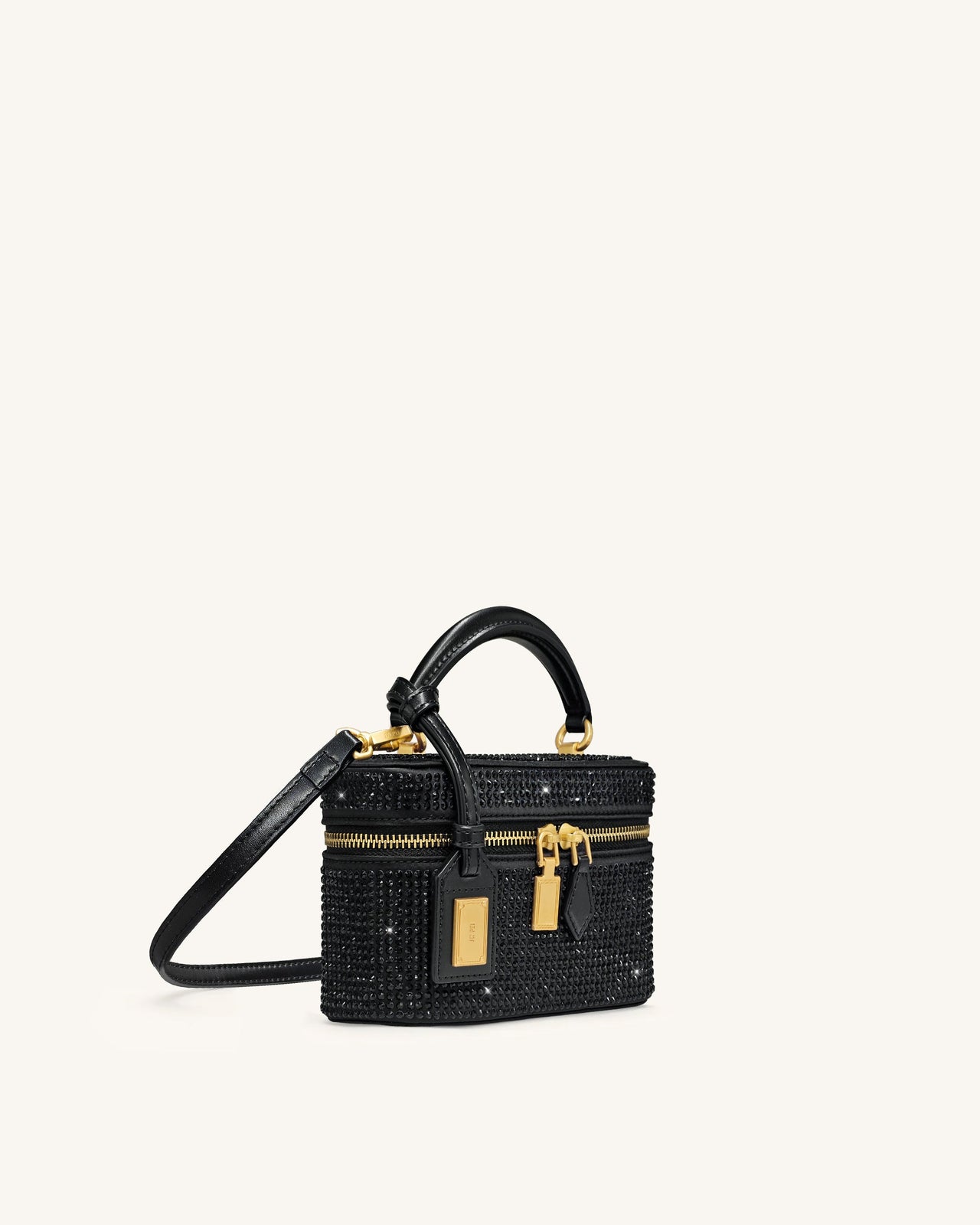 Cleo 人造水晶盒形手挽袋 - 黑色