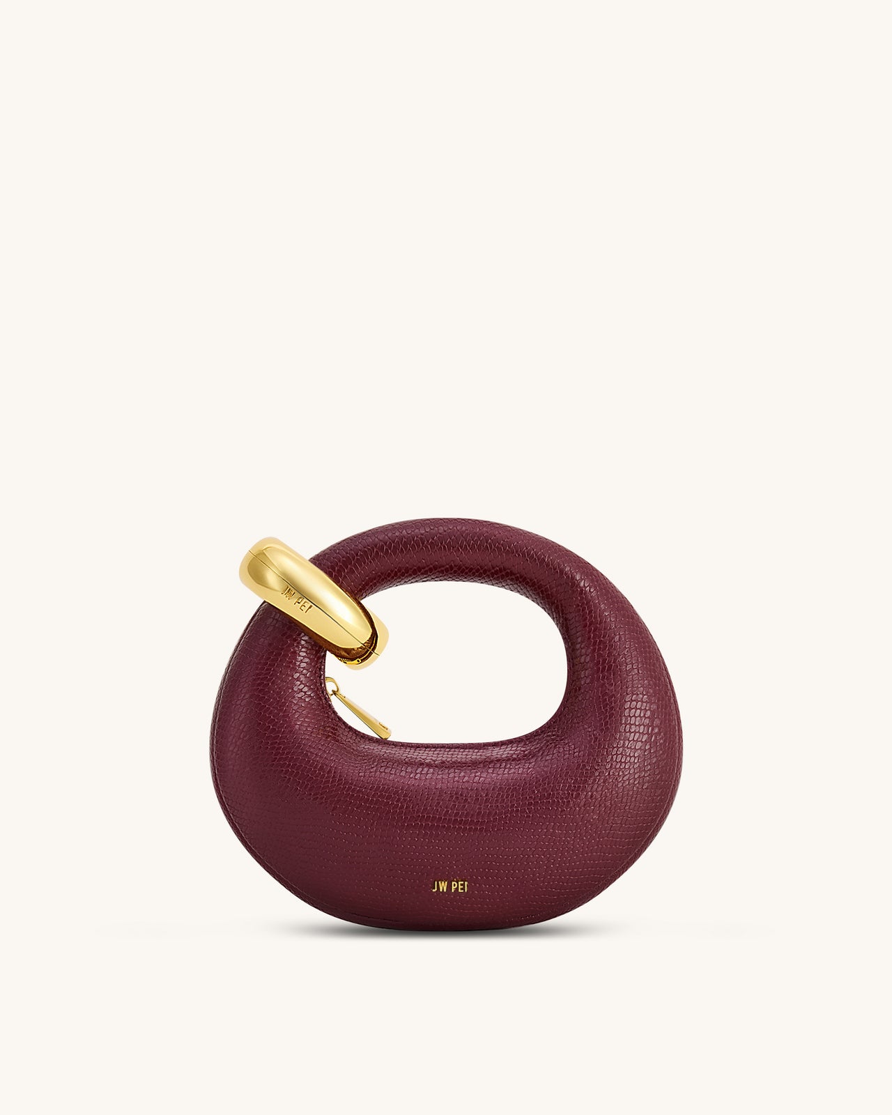 Abacus 仿蛇紋迷你手提袋 - 酒紅色