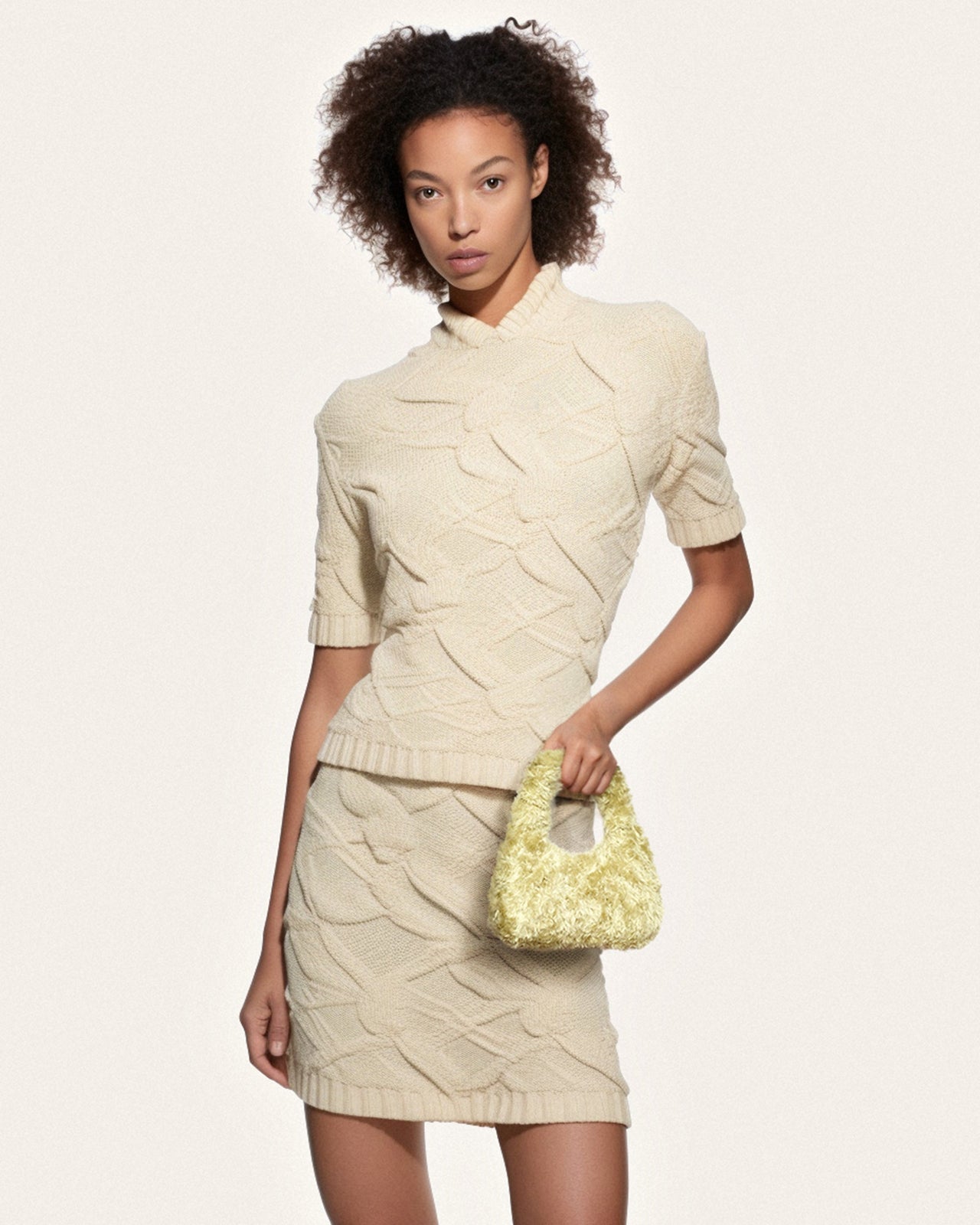 Gabbi 人造毛皮中型手提包 - 淺綠色