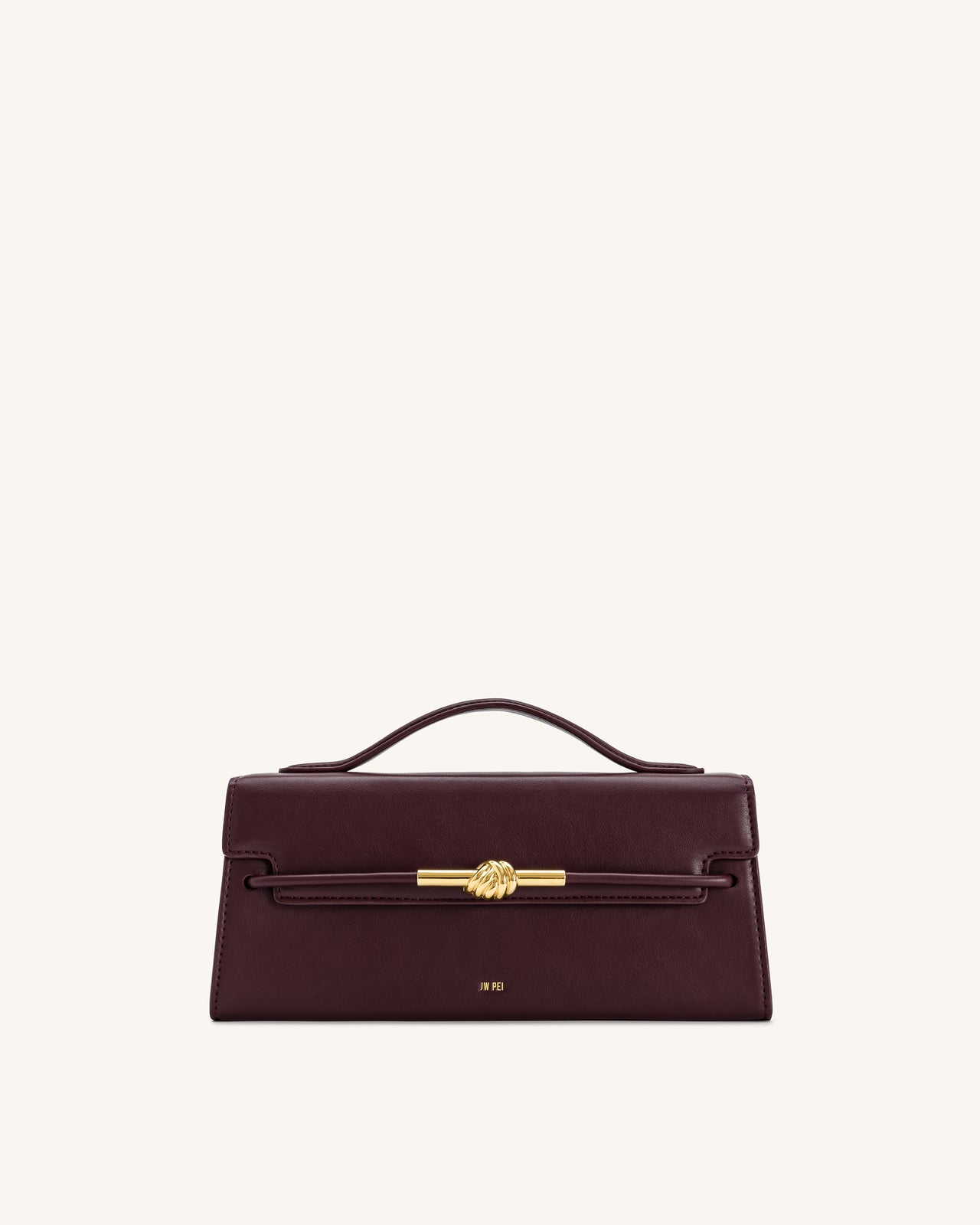 Lena 金屬繩結手提袋 - 深酒紅色