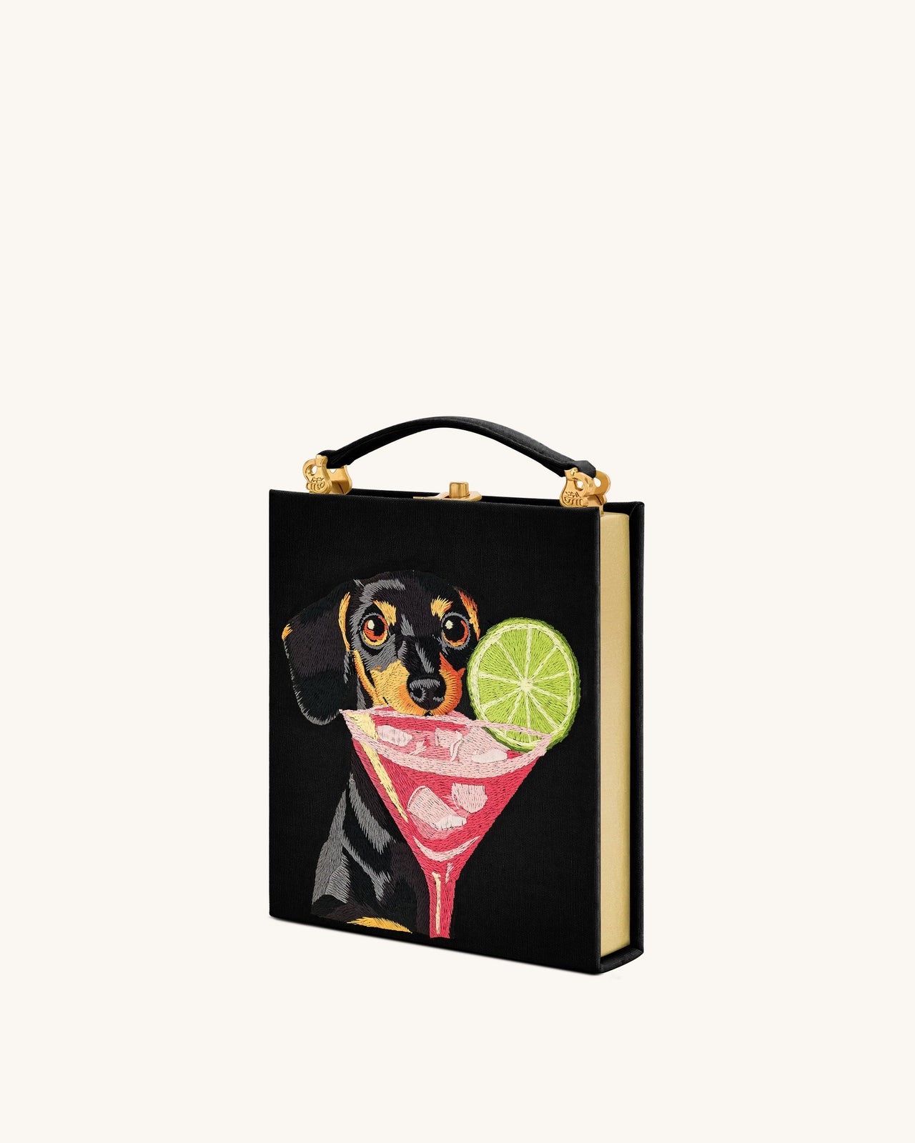 Taya-Puppy 圖案書本造型手拿包-黑色