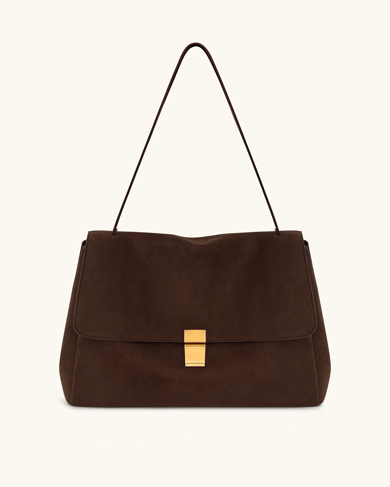 Hilary 仿絨面肩背袋 - 深棕色