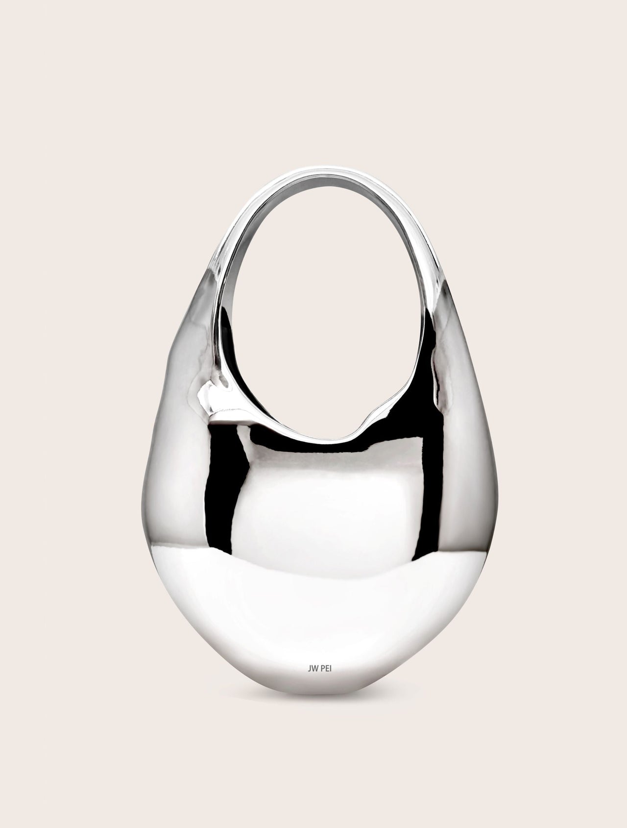 Lillian Face 新月形頂部手挽袋-銀色