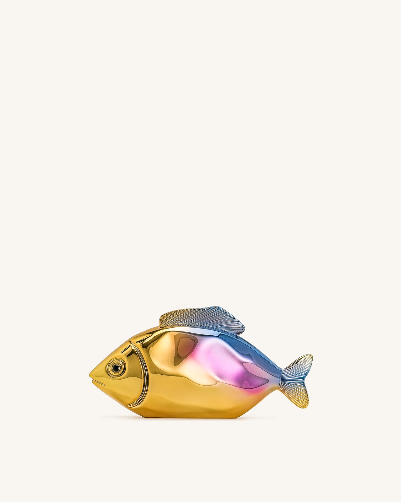 魚形手拿包 - 金色/藍色