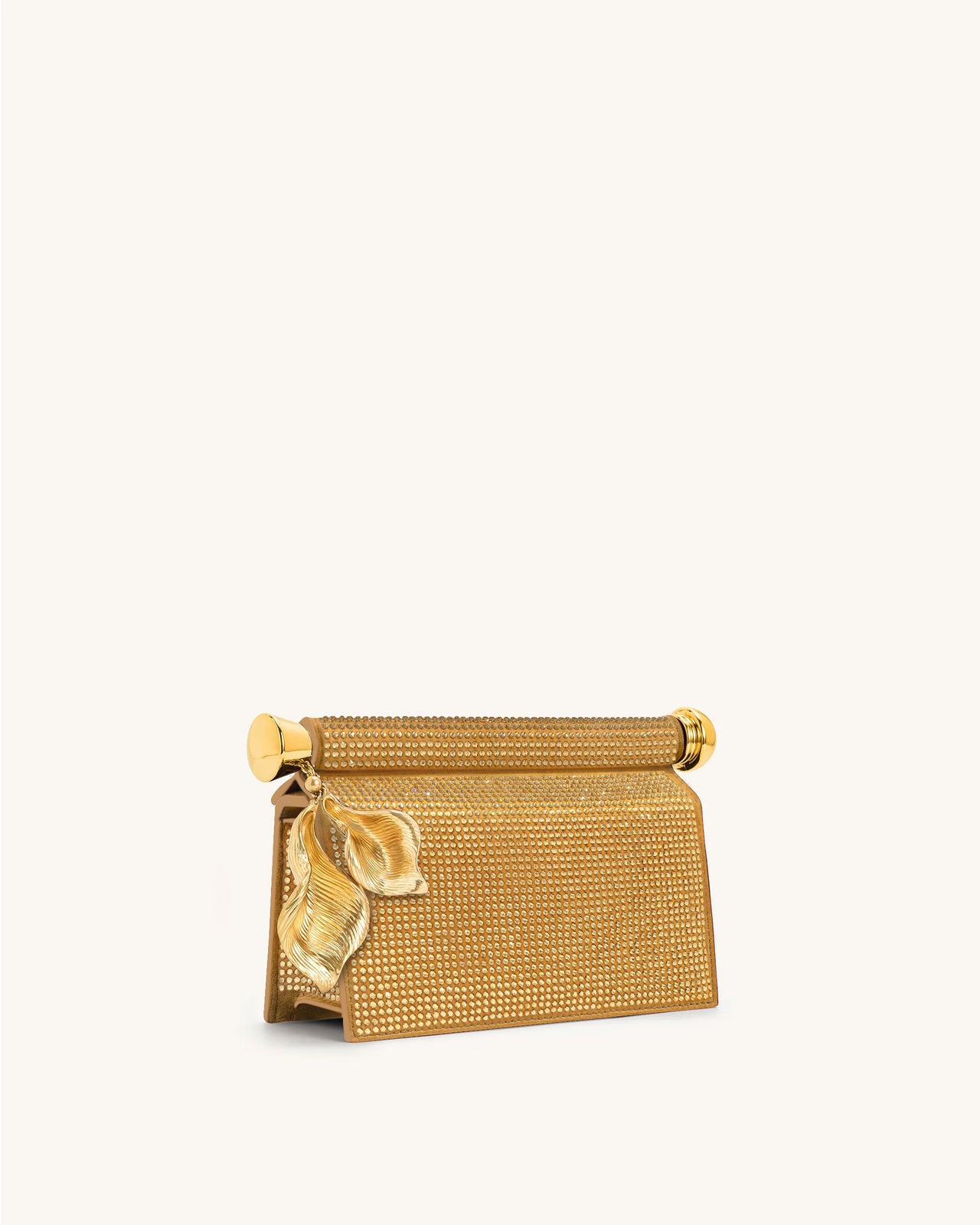 Holly 人造水晶金屬吊飾手拿袋 - 香檳色