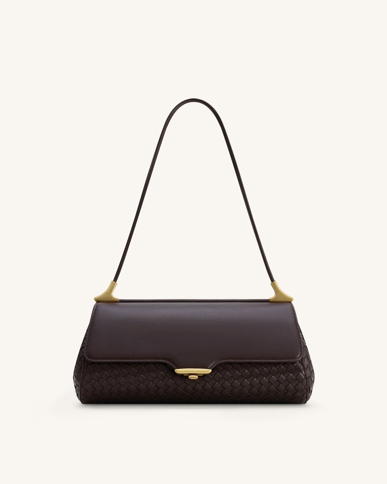 Eloise 編織肩背包 - 深啡色