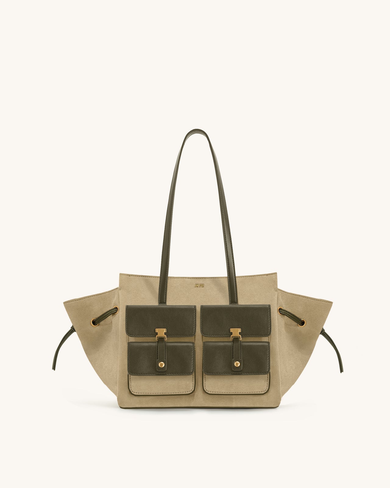 Linda 綠色仿麂皮托特袋