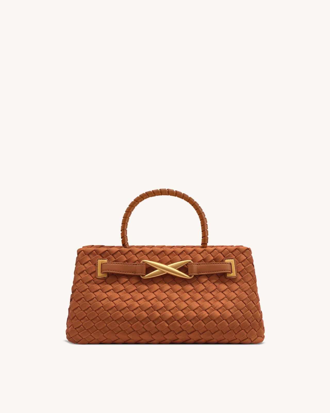 Elora 啡色仿麂皮編織托特袋