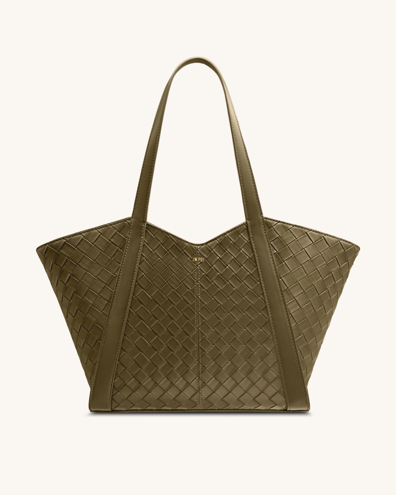 Kiana 大容量編織紋托特袋 - 深橄欖綠