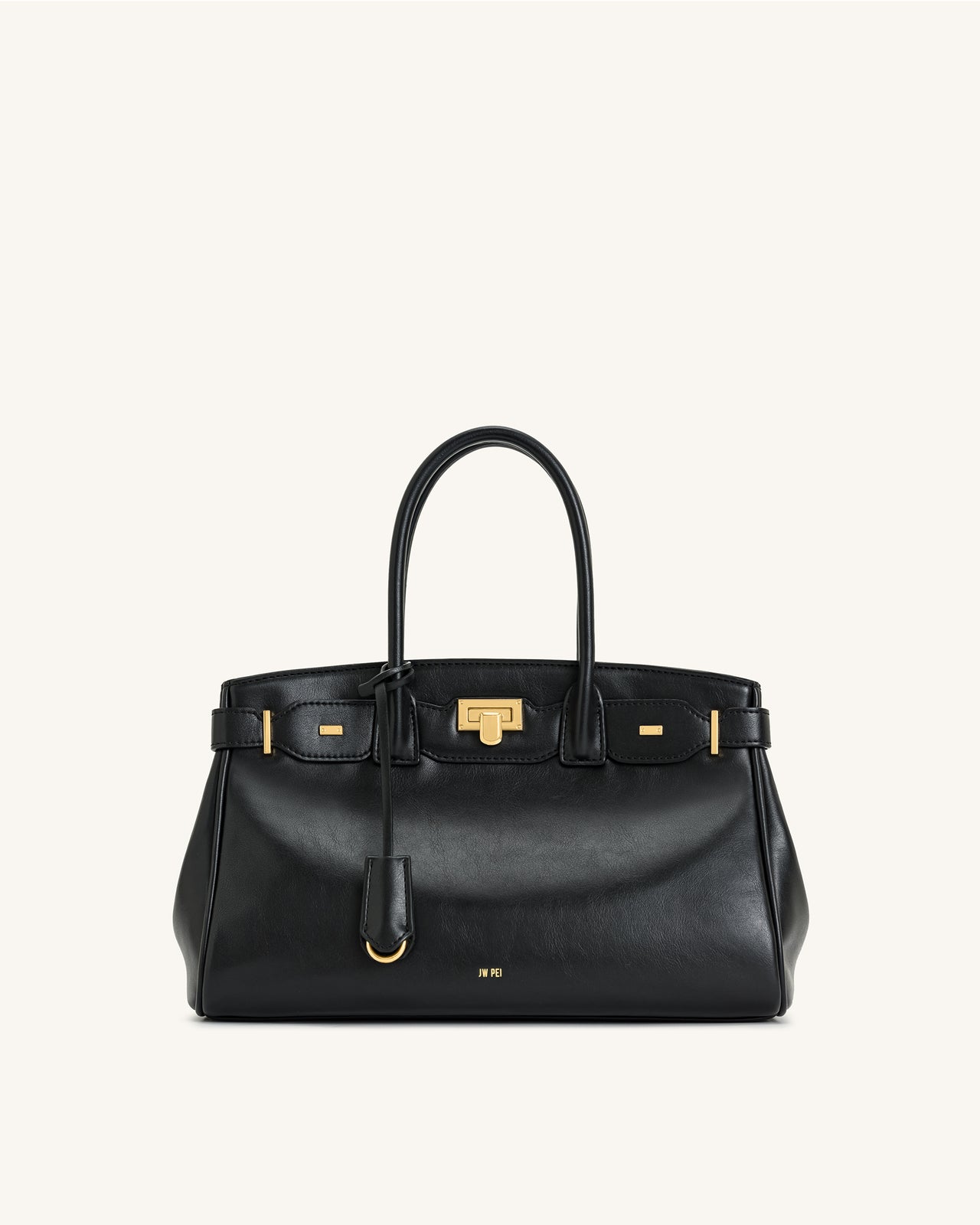 Ziva 金屬鎖頭裝飾托特袋 - 黑色