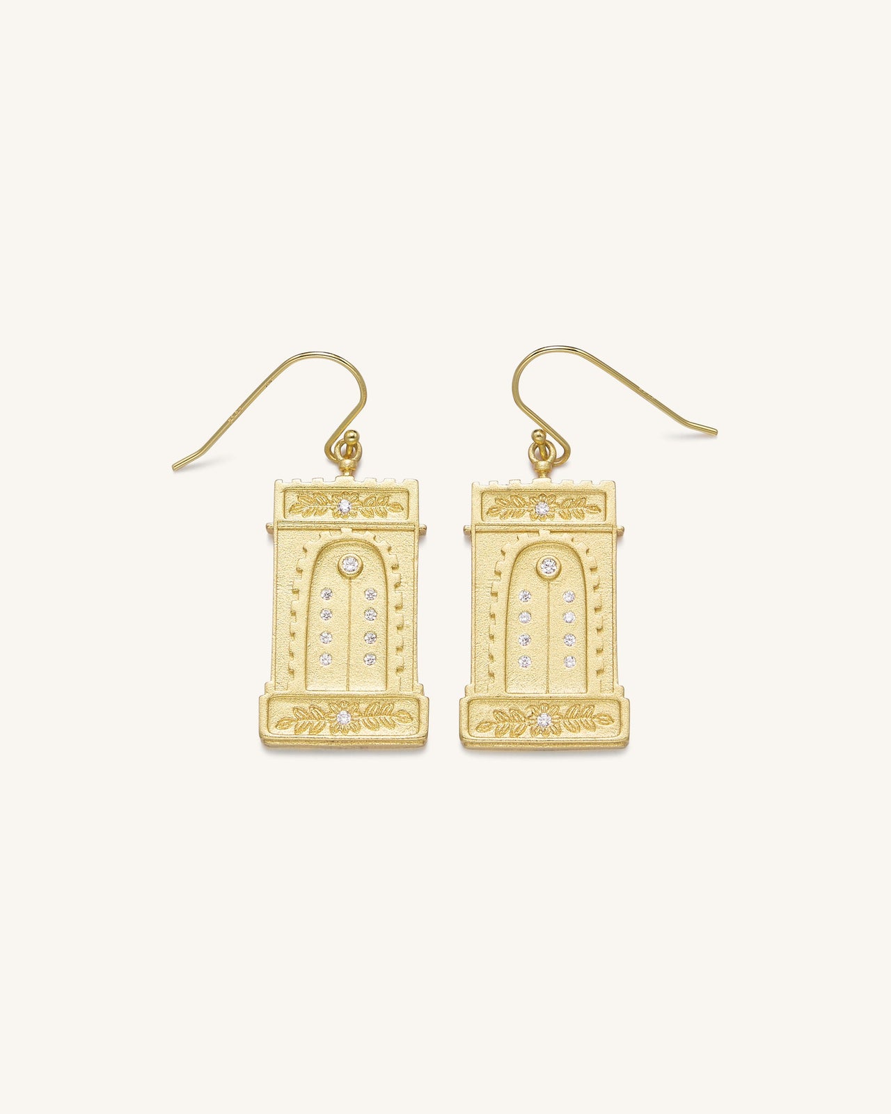 羅馬拱形耳環 - 18ct 鍍金&白色鋯石