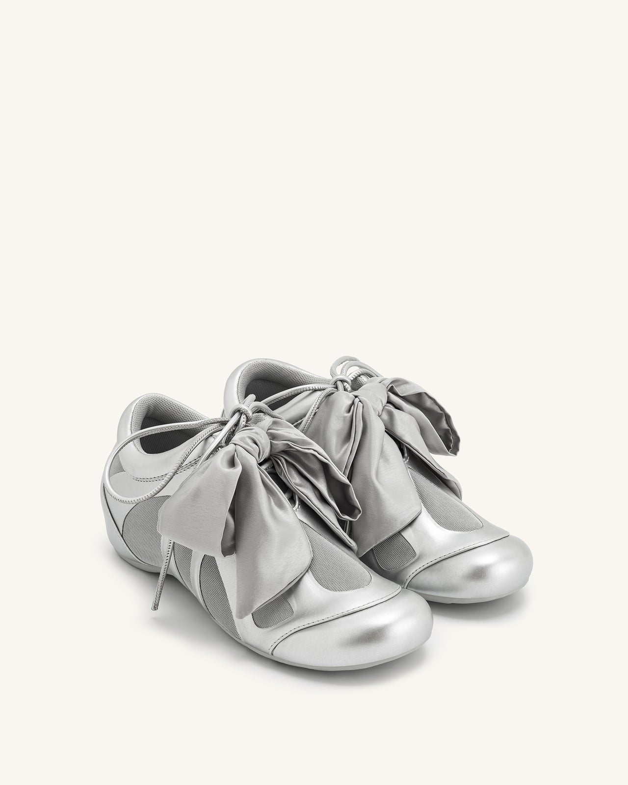 Rosie 金屬蝴蝶結低筒運動鞋 - 銀色