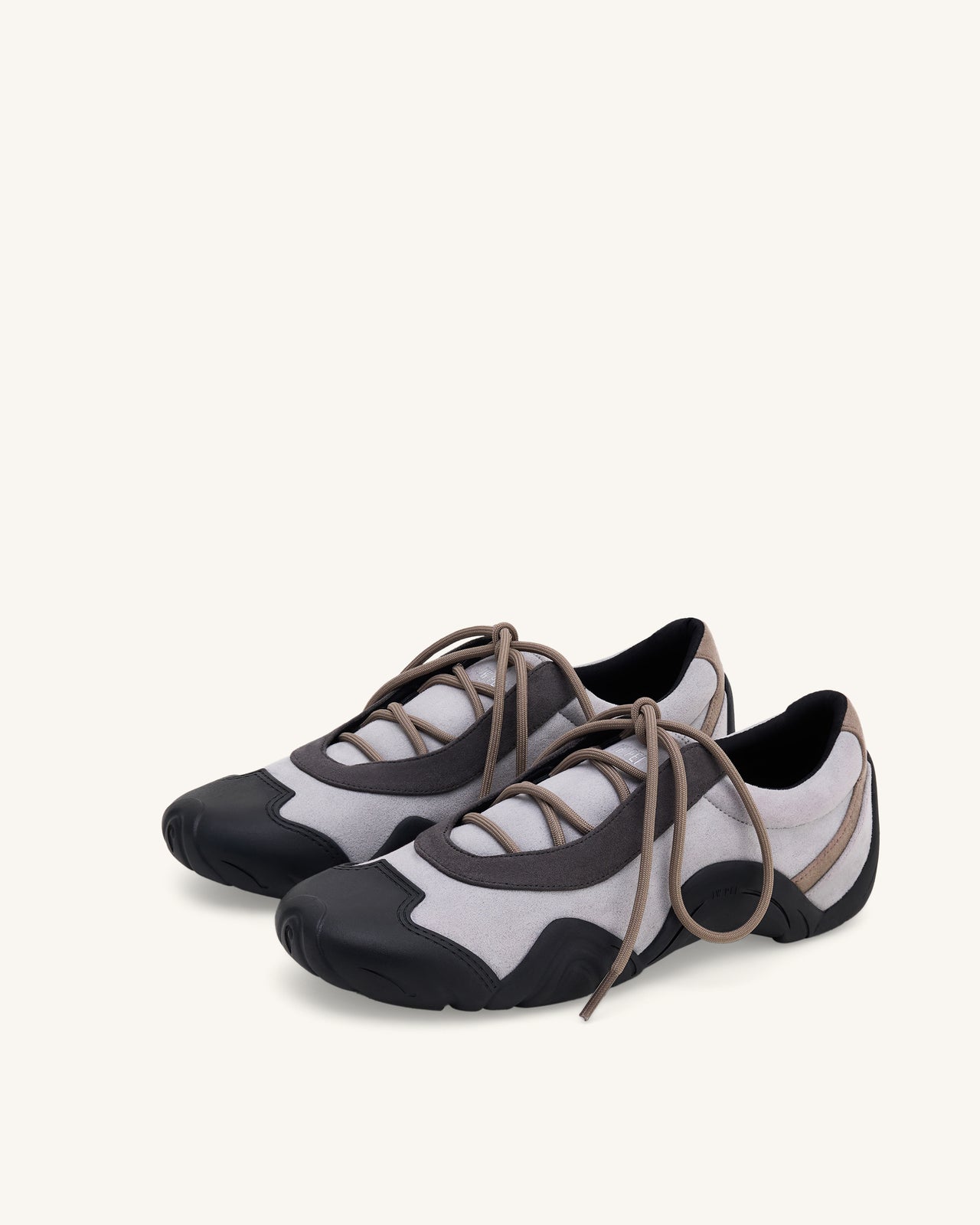 Caitlin 仿麂皮綁帶芭蕾運動鞋 - 灰色拼搭