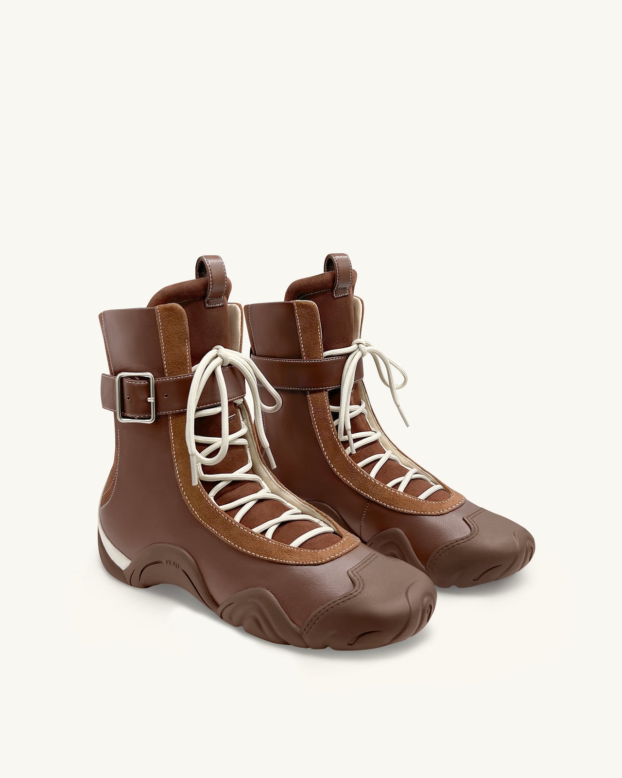 Caitlin 綁帶高筒靴 - 栗色