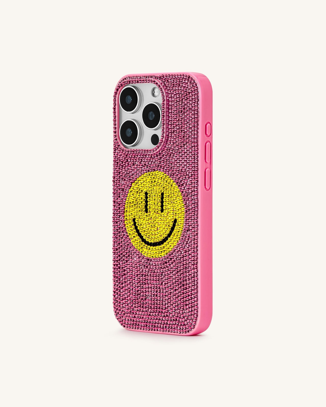 笑臉人造水晶手機殼 - 粉紅