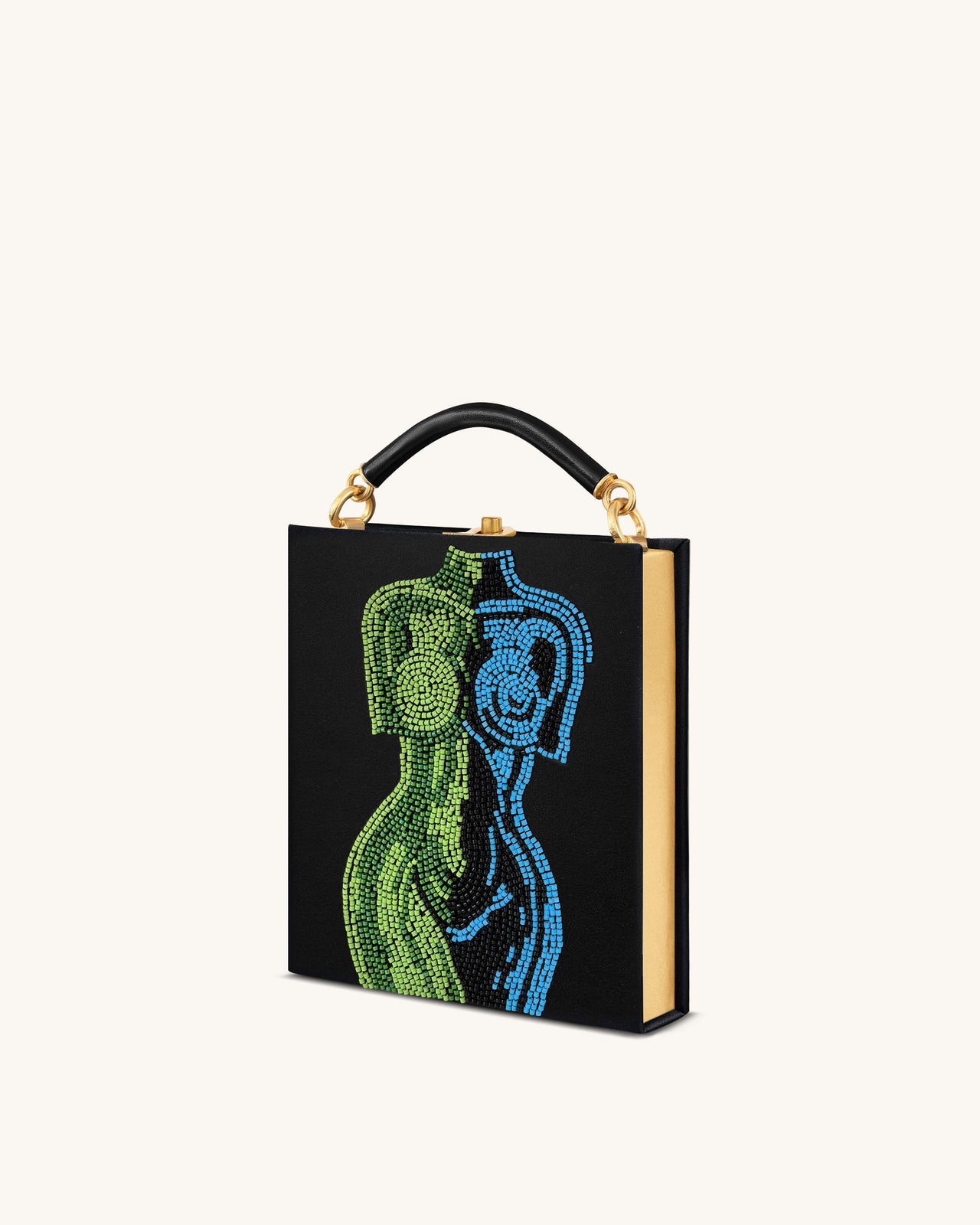 Elle 彩色珠飾書本手挽袋 - 黑色