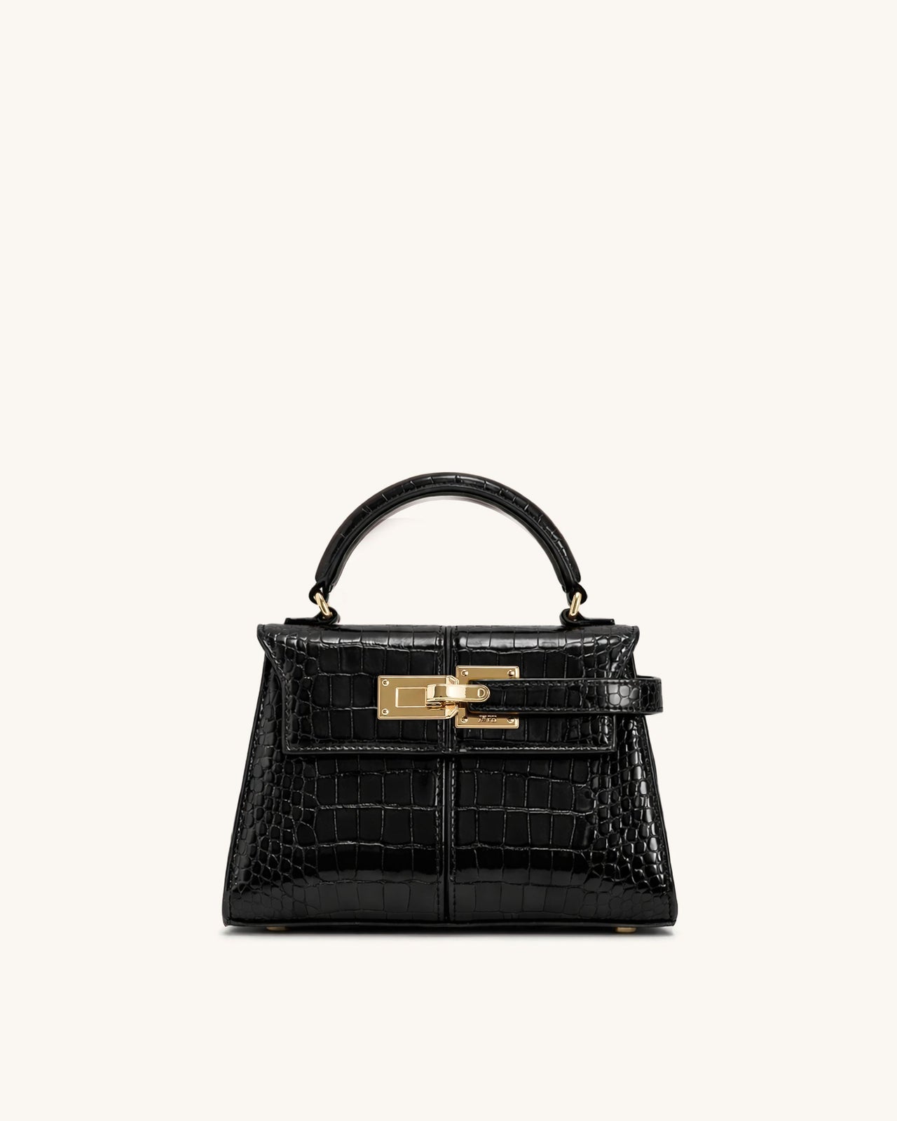Elise 手挽袋 - 黑色鱷魚紋