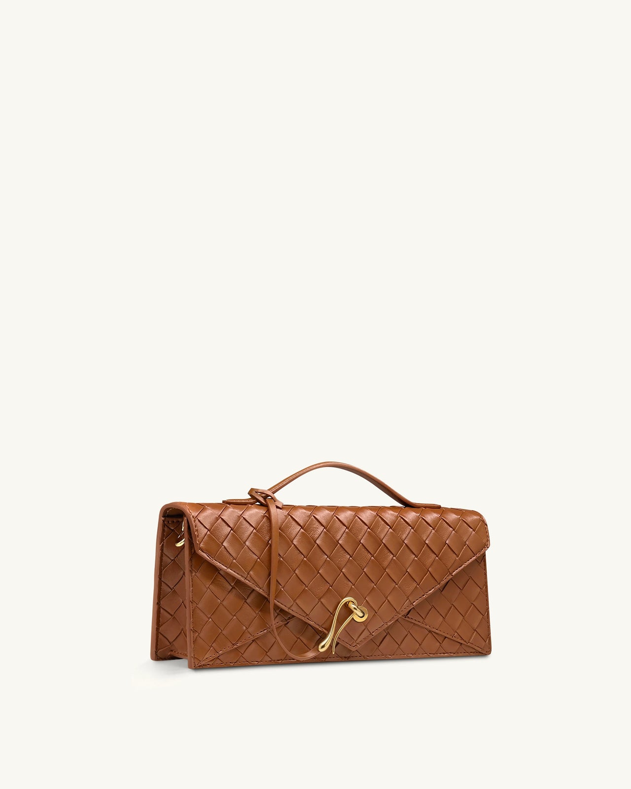 Celeste 編織紋理信封頂部手挽袋 - 啡色