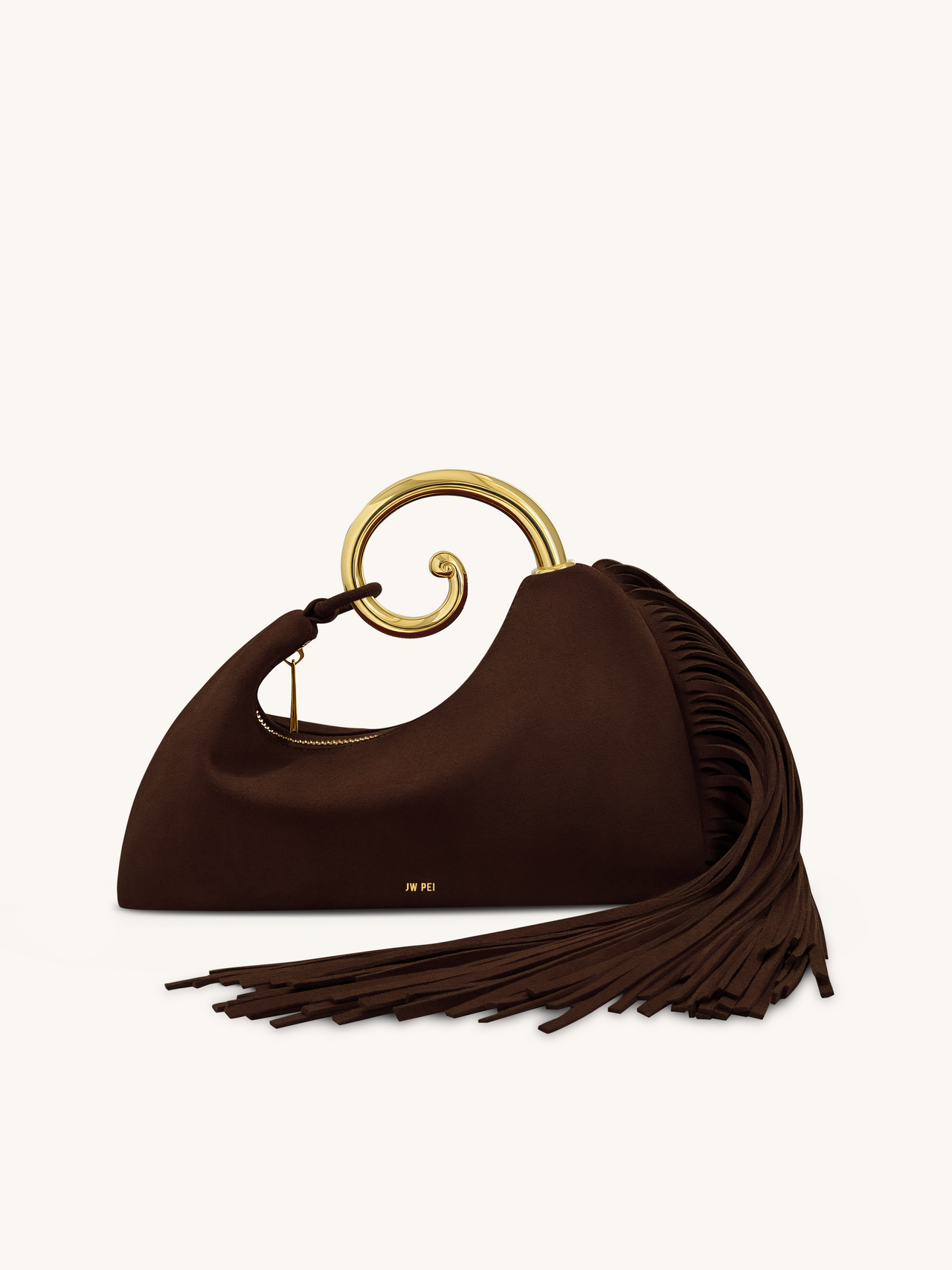 Nell 流蘇金屬手挽袋 - 深啡色