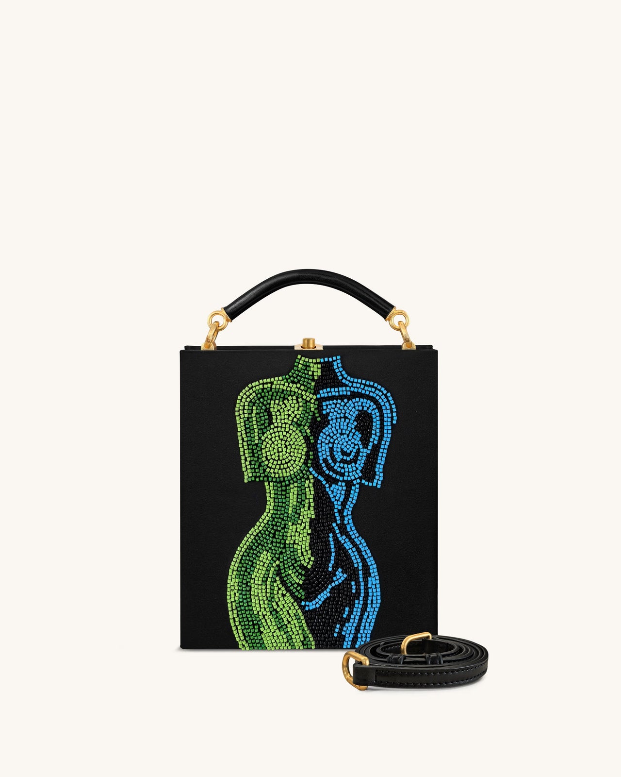 Elle 彩色珠飾書本手挽袋 - 黑色