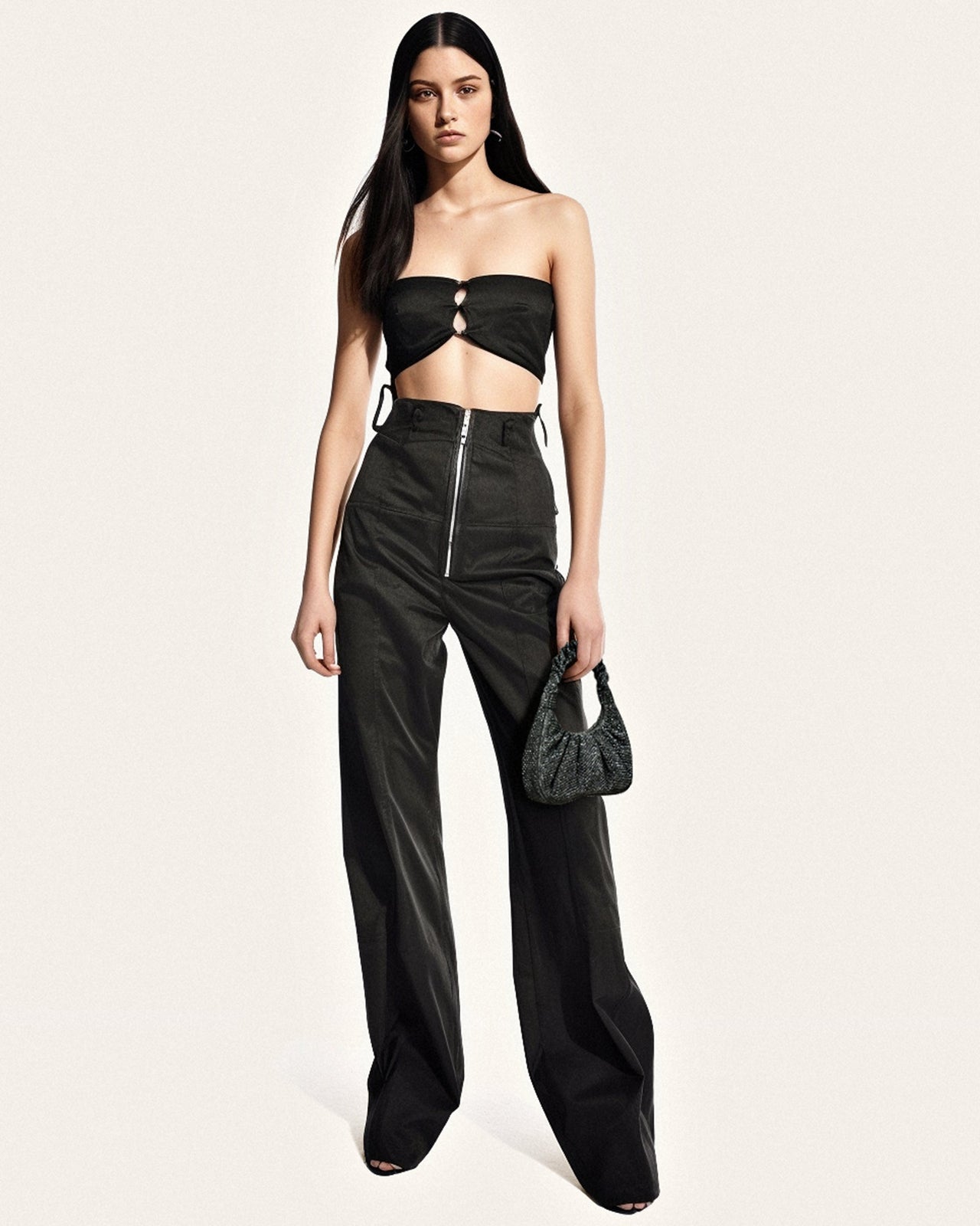 Gabbi 人造水晶中型手提包 - 碳灰色