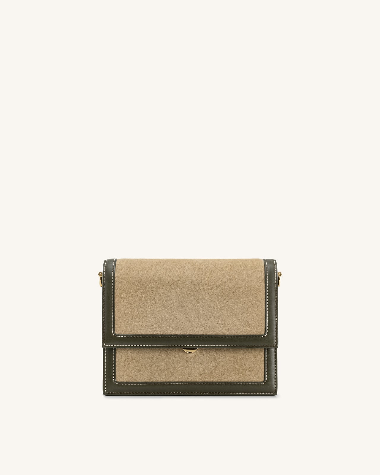 迷你翻蓋仿麂皮斜挎袋 - 綠色