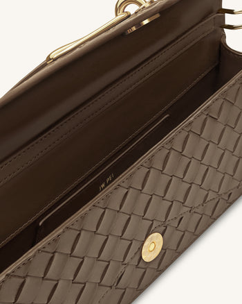 Celeste 編織紋理信封式手挽袋 - 摩卡棕
