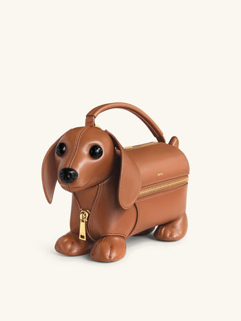 Emilia 狗狗造型手袋 - 啡色
