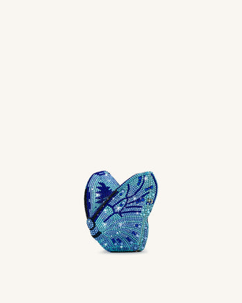 Paisley 水晶蝴蝶手拿袋 - 藍色