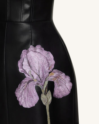 Iris 花卉印花馬甲裙 - 黑色