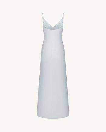 Iris 圖案緞面吊帶禮服裙 - 淺藍色