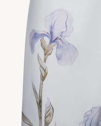Iris 圖案緞面吊帶禮服裙 - 淺藍色