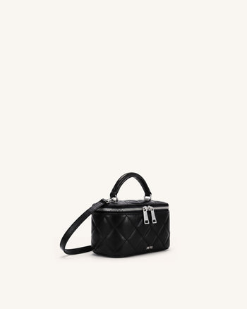 Vivienne 菱格化妝箱包型手提袋 - 黑色