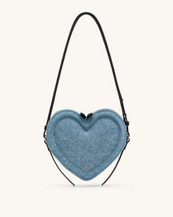Arlene 心形斜揹袋 - 淺藍色牛仔布