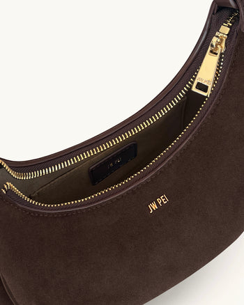 Sharon 仿麂皮斜揹袋 - 咖啡棕