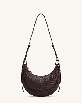 Sharon 編織斜揹袋 - 咖啡棕