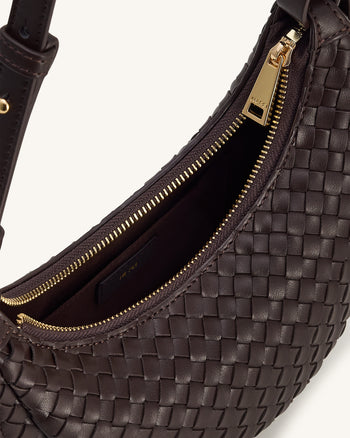 Sharon 編織斜揹袋 - 咖啡棕