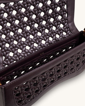 Joy 編織肩背袋 - 深紅色